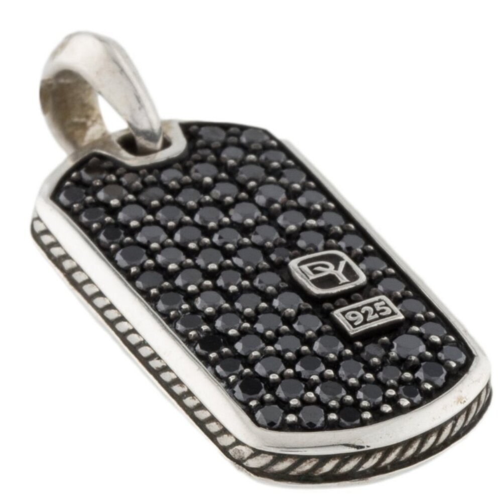 DAVID YURMAN DIAMOND 0.96CTW STERLING SILVER 925 PAVÉ TAG PENDANT - Picture 6 of 7
